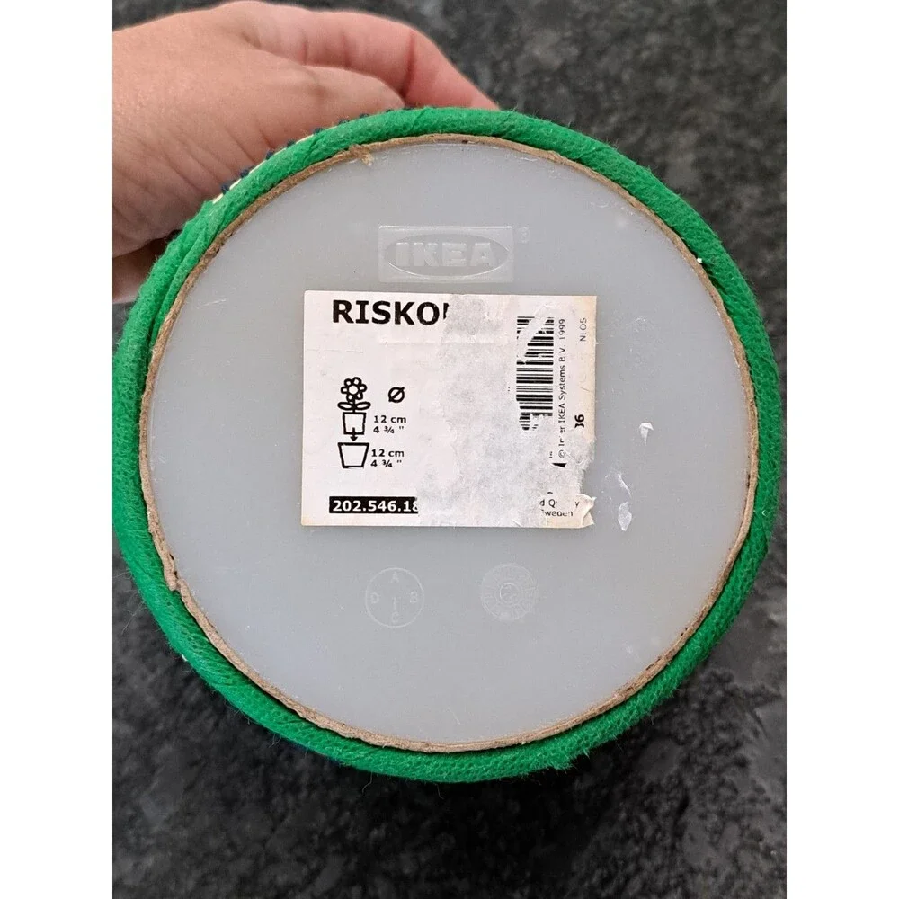 IKEA Riskorn Planter Flower Pot Woven Natural Fiber Plastic Liner